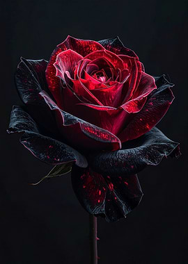 Dark Red Rose on Black Background