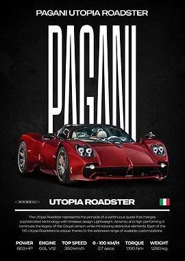 Pagani Utopia Roadster Car Poster
