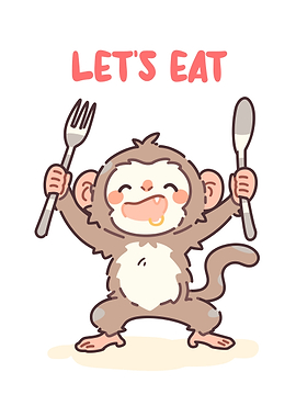 Cartoon Monkey Ready to Eat
