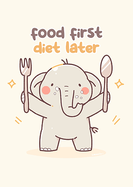 Cute Elephant with Food First Message