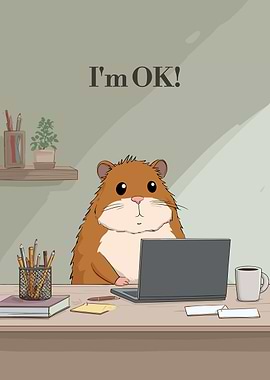 Hamster at Desk with Laptop