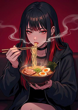 Anime Girl Eating Ramen