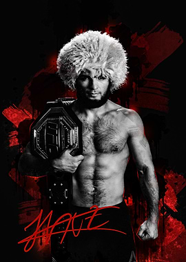Khabib Nurmagomedov UFC Champion Portrait