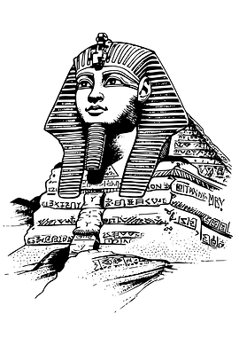 Black and White Sphinx Illustration