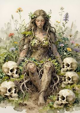 Mother Nature Goddess with Skulls