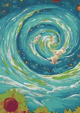 Cats in a Van Gogh Swirl