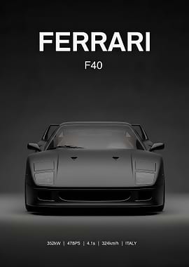 black Ferrari F40 Front View