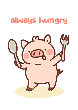 Always Hungry Pig Cartoon Illustration