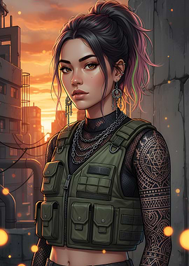 Urban Warrior Woman Portrait