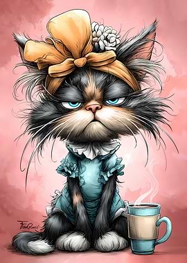 Grumpy Cat with Coffee
