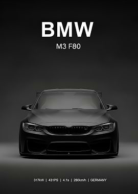 BMW M3 F80 Black Car