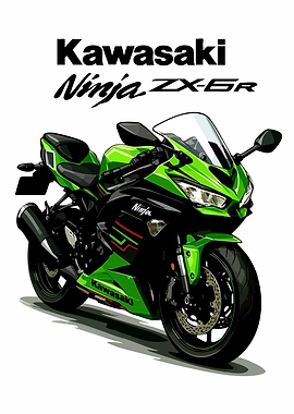 Kawasaki Ninja ZX-6R Motorcycle Illustration