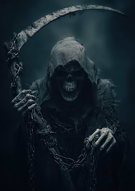 Grim Reaper with Scythe and Chains