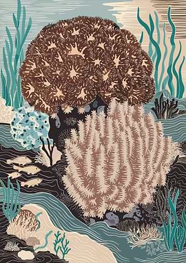 Stylized Coral Reef Illustration