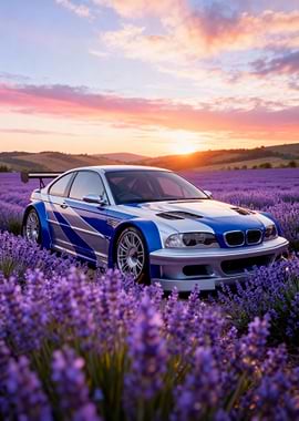 BMW M3 GTR in Lavender Field