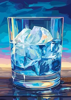 Glass of Ice Water Illustration