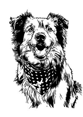 Happy Dog with Bandana Illustration