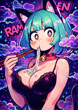 Anime Girl Eating Ramen