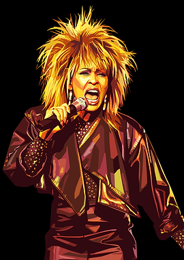Tina Turner performing with microphone
