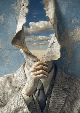 Surreal Portrait with Sky and Desert