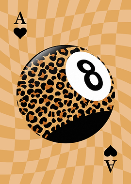 Leopard Print Eight 8 Ball Ace Card