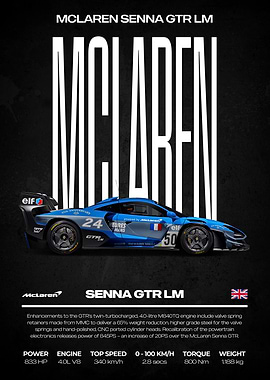 McLaren Senna GTR LM Car Poster