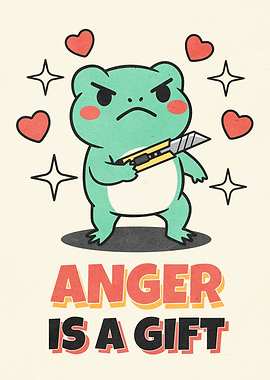 Funny Angry Frog with Cutter: Anger is Gift