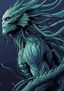 Aquatic humanoid creature illustration