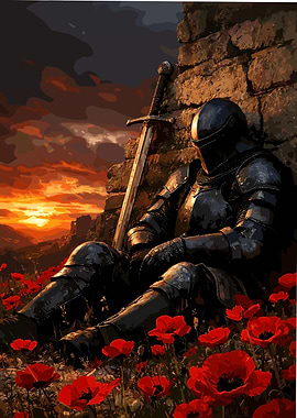 Resting Knight in Poppy Field