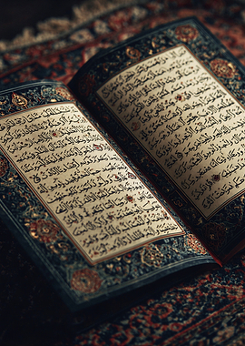 Open Quran on patterned surface