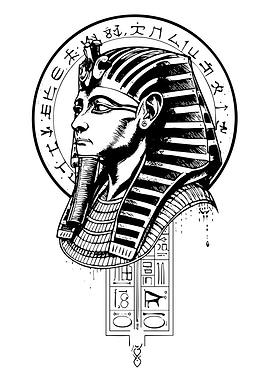 Egyptian Pharaoh Black and White Illustration