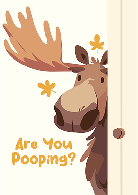 Funny Moose Bathroom Humor Cartoon