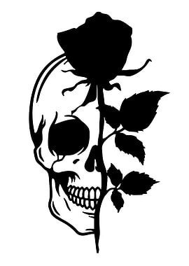 Skull and Rose Silhouette