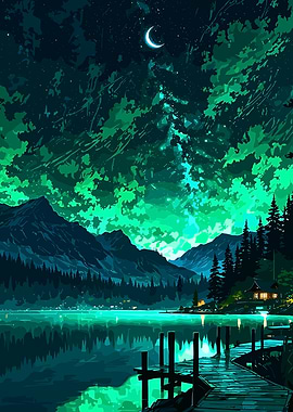 Emerald Lake Night Landscape