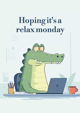 Relax Monday Cartoon Alligator at Work