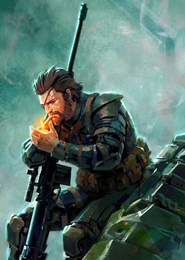 Solid Snake Lighting Cigarette Digital Art