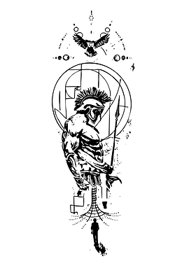 Spartan Warrior with Owl and Figure