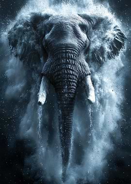 Elephant in Blue Dust Cloud
