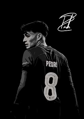 Pedri Football Player Black and White