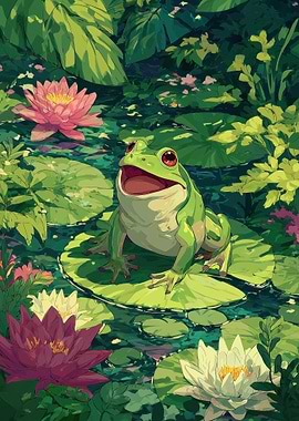 Happy Frog on Lily Pad