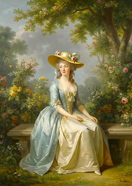 Elegant Woman in Garden Painting
