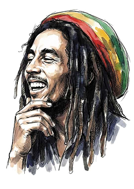Bob Marley Watercolor Portrait