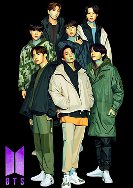 BTS Group Portrait Digital Art