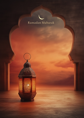 Ramadan Mubarak Lantern with Archway