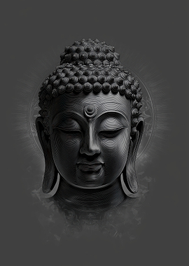 Monochrome Buddha Head Portrait