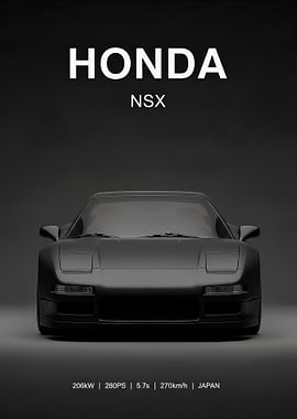 black Honda NSX Car Poster