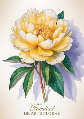 Yellow Peony Flower Illustration
