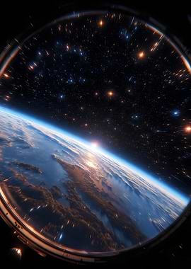 Earth view from space station window