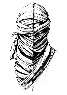 Mummy with Red Eye Illustration