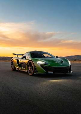 Green McLaren P1 at Sunset